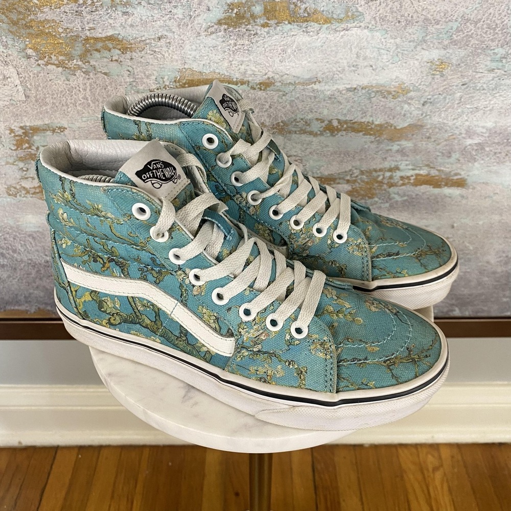 Vans Sk8-Hi Van Gogh Shoes Mens Size 6 Blue Floral High Top Canvas Sneakers - Picture 2 of 10